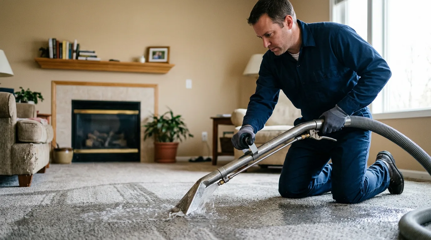 Water damage restoration technician working near Kearsarge, MI